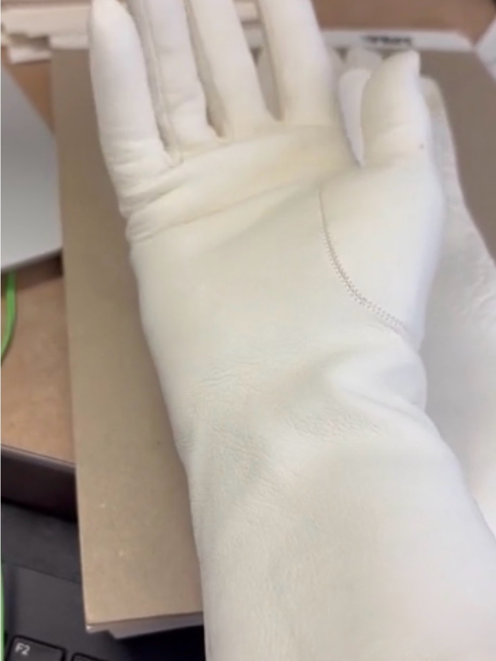 Vintage Italian Kid White Leather Embroidered Gloves - Picture 3 of 13
